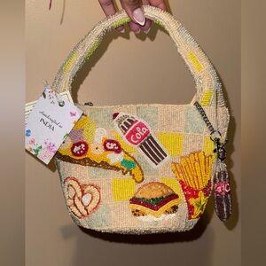 Handcrafted Beaded Bag with Fast Food Motif